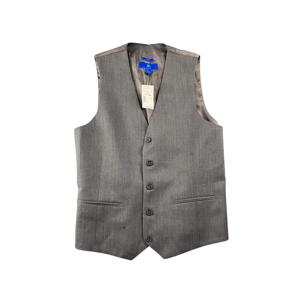 Egara Slim Fit Wool Vest Men's Size S‎ Gray Suit Waistcoat New with Tags *READ*